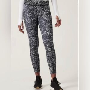Athleta Speckled Black White Leggings ultimate stash 7/8 tight new with tags